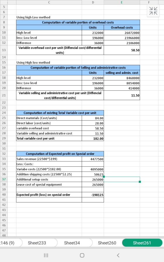 SK 9 10 Using high Low method Computation of variable portion of overhead costs Units Overhead costs High level 232000 260720