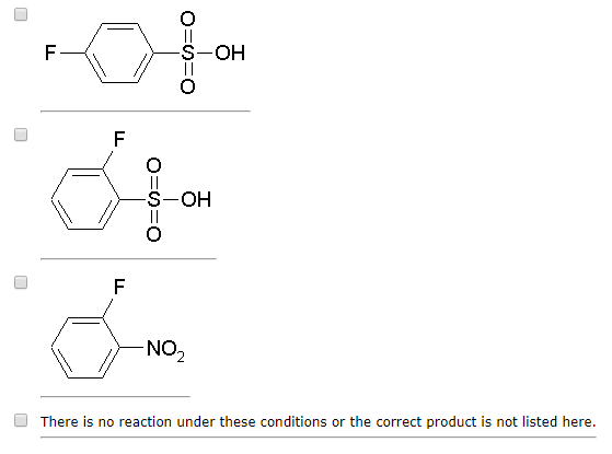S-OH F F S-OH F -NO2 There is no reaction under these conditions or the correct product is not listed here. O -O O D O