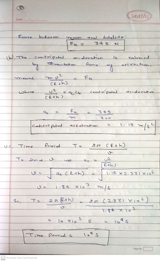 > saathi Date Force between Distelute 34 5 FG = (b). The contripetal Gravitation acceleration belonied force by atraction, g