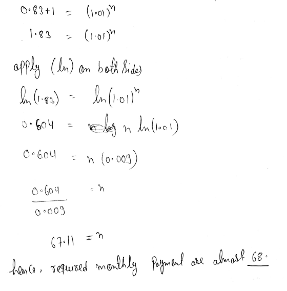 0.83+1 - (lool 1.83 (1.019 h apply (lm) on both side) In (les) o log in hulleol) (0.003) Ű.604 OoGou 0-604 =h 00009 67.11 =n