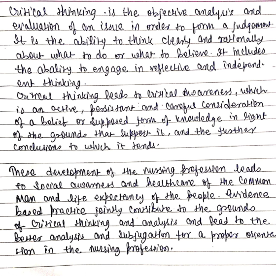 Critical thinking is the objective analysis and evaluation of an issue in onder to form a judgement It is the ability to thin