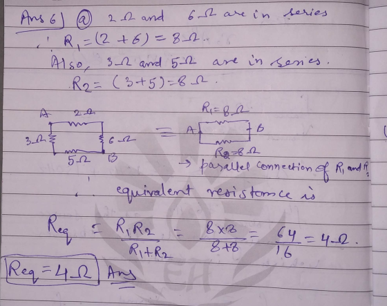 Also, = A. And 6) @ 2.2 and 6 are in series R,= (2+6) = 82 32 and 5-2 are in series, R2=(3+5)=82 R=bR AC 7o Rg8 h - parallel