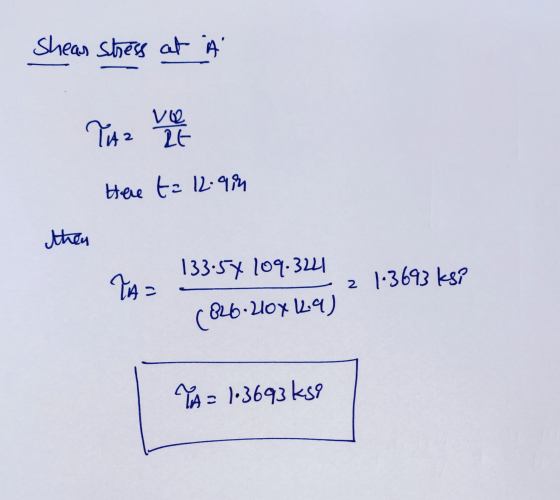 Shear stress at a ใน 2 VO 2 F Heat E: then 133:y le-3น ใน 5 2 |-3693 kg? (86-Box luฯ) “A = )-3693 ks