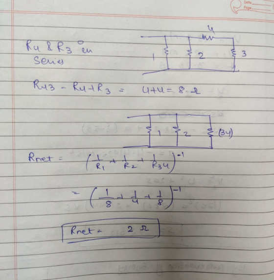 Date Page u Ru & R3 en 3 Series R43 Rut R3 utu= 8.2 34) Rnet = RI R2 ( kau) -(dat Rneta S1 2 2