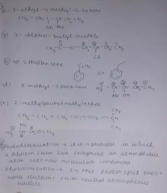 Et me Ya 13-ethyl-4-methyl-2-henene - CH₂ - CH= ¢ - CH CH CH 3 - (6 2-chlowo-butyl acetate cho -&- n - Enz CHE ce Ethylbenzen