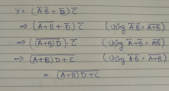 Y e CAB + D (+ ) (A+B+ D) T => ((A+BID). T - (B (A + B) DIC (using Ā B . ATB) (using A + B z AB (Using Ā B ² ATB) Z (A+B) DTC