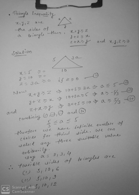Priangle Ineuadity OYe tre sides f tun a z+2 and スス70 Salution 3.0 oN 01こR スュ3a シ。 Rt 10+5 3a asS- 11) FZ 10+3a az-sh Z十スクと g