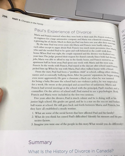 296 PART S Changes in the Family Pauls Experience of Divorce Maria and Francis married when they were both in their mid-20s.