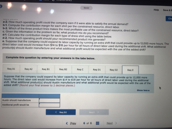 Help Save & CHI 3-2. How much operating profit could the company earn if it were able to satisfy the annual demand? b-1. Comp