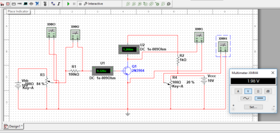 II Interactive MISC Place Indicator 2 XMM3 A XMM2 XMM1 XMM4 -.. - U2 DC 1e-0090hm ... .. -.. - 1.266m B R2 1k0 .. .. Q1 2N390