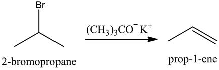 I
(CH),ok,
(CH3)2CO K+
2-bromopropane
prop-l-ene
