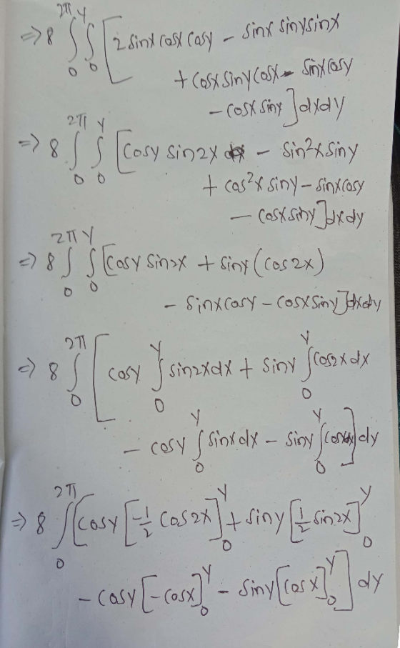 34 2 Sinx cosx Cass - sinx singsiny - + Cosy Siny Cosy Sinycosy - Cost Siny Jaxay 2T y sinaydo - Sin 2 siny + cos²x siny - si