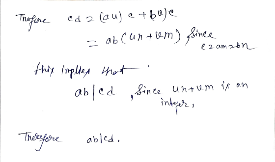 Trefore cd 2 (au) a t6uje = obcantum) Since ez amabn this implies that abled since untum in an integer, Therefore abled.