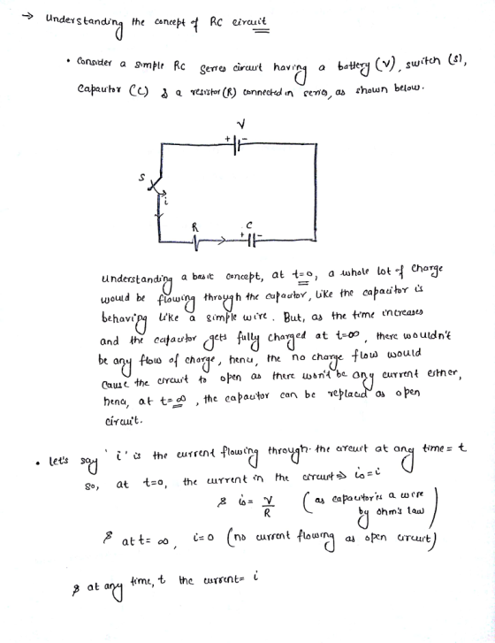 under s tandiną the canept f Rc eirauit Consider (y) , su, ith (s), emes Crcu understandun a bait ncept, at t-o, a uhole lot 더 charge behavı.P4 like a gımHe ωιve . But, as the tme ln creases and the eafa full charjed at t-o» there wou be any flow char, henu the no ch Cause the orcut to ob hene, at t , the capautor can be veplaedos open circut flow woud open as there woni be onq eurrtnt ether, i the eurrent Plowig throuh th t areust at ang time- t . lets so, at to, the current <n the crurt^ io-d as Capautor a wrre * att- oo o (no current flowr time, t the usnt L