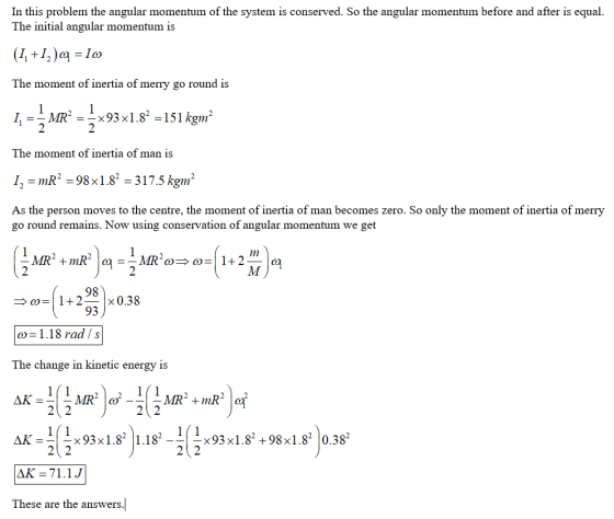 In this problem the angular momentum of the system is conserved. So the angular momentum before and after is equal. The initi