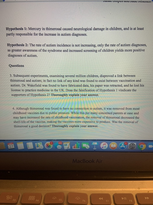 சமயபாலனவயசாயலயா Hypothesis 1: Mercury in thimerosal caused neurological damage in children, and is at least partly responsibl