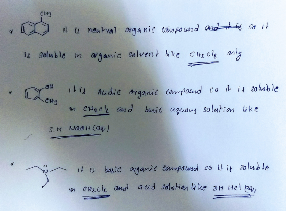 CH neutral organic campound are the so it is soluble in organic solvent like Chacle only LO it is Alidic organse си tis Alidi