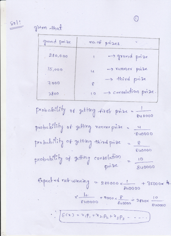 given that grand prize no. of przes 280,000 1 --> grand prize 35,000 ч 7000 - Yunner рік -> third prize 5 consolation prize 2
