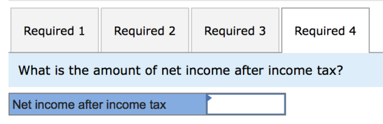 Required 1 Required 2 Required 3 Required 4 What is the amount of net income after income tax? Net income after income tax