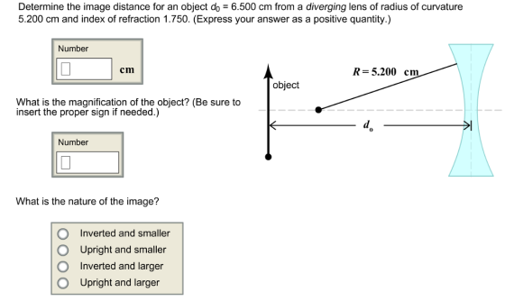 Determine the image distance for an object d 6.500
