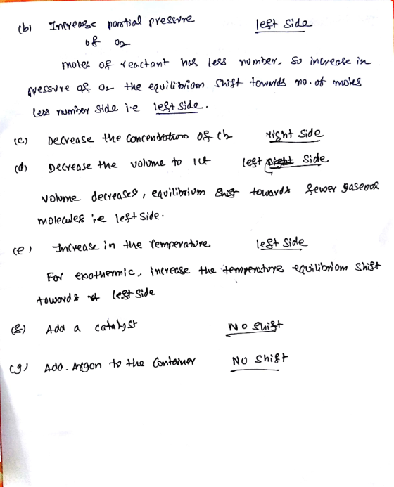 cbi Increase partial pressure left side moles of reactant has less number, so increase in ressure of on the equilibrium Shift