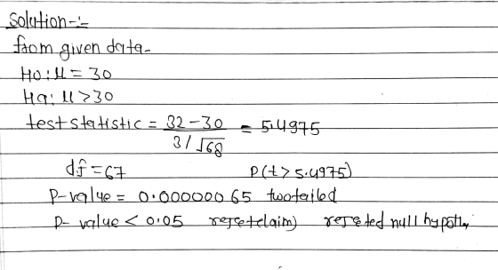 solution--- from given delta- Horl=30 Hall >30 Heststechistic82-30 = 54975 3/ P(5.49275) P-value = 0.00000065 twoteiled De va