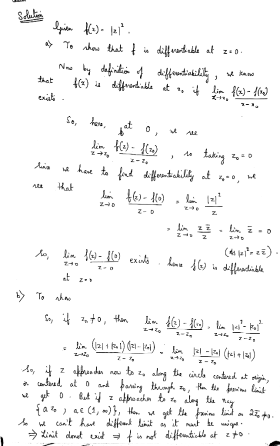 1-NO Gien f(x) = 1/² ay To show that f is differentiable at z=0. - Noo by definition of differentiability, we know that f(x)