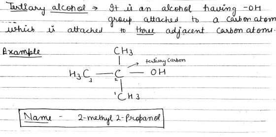 Tutiary alcohol> 9t is an alcohol having -0H to a Caibon atom groupttached which attached three adjacent Carbon atonm to Снз