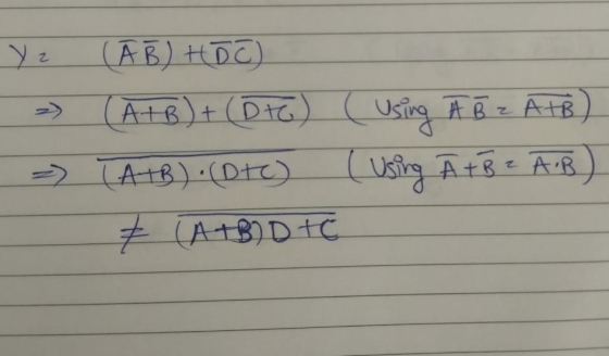 Yz (AB) HDC) (ATB) + (Dro) >> ( using A B z A+B) ( Using A + B z A.B) - (ATB) (oto) 7 (A+BIDIC