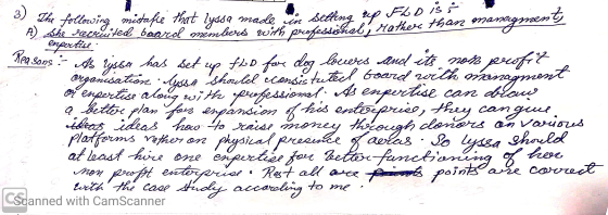 3 ) the FLD manopment Should consistulecl board with moment is following mistake that lyssa made in Setting in ») et de recr