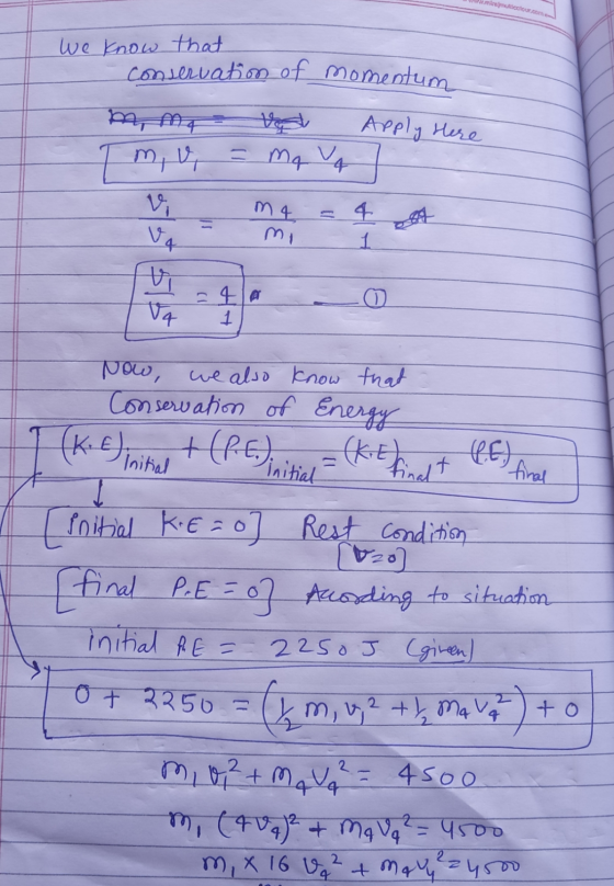 mulcolour.com conservation of momentum We know that Apply Here T m, u = mq va V m4 mi ga 1 v Vq =4a 1 Now, we also know that