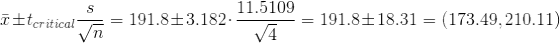 191,.31-(073 1,210.11 11.5109 criticalE- 191.8±3.182 191.8±18.31 = (173.49.210.11)