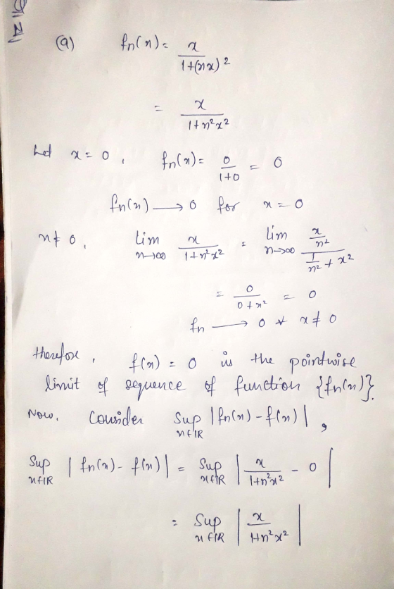 92 fo(a)= a 1 +61x)? It n²x² het x=0, fo(a)= o.o HO fo(a) o for a=0 ne o tim a lima no 14 82 2² & n-soon som-0 n+xz In otato