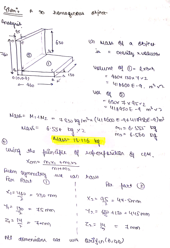 414600 E-9. m3 Givens A 30 homo gerous object Analysis 95 630 (a) mass of a obiect is Dersity a volumu 760 2 Volume of 0 = ex