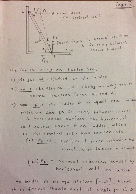 0 ormal force From vertical wal 1 Force from the normal veaction friction betwe en lad der s wal ) fri The forces acting an l