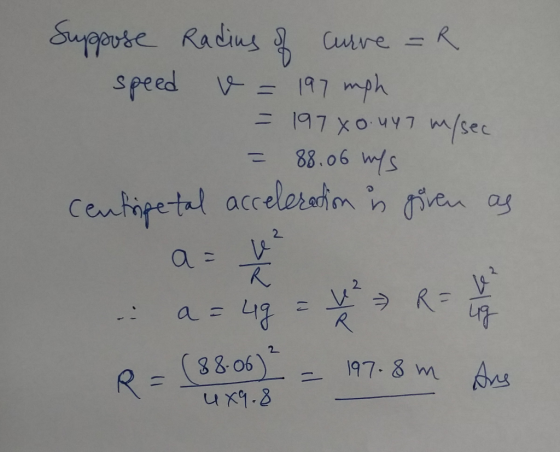speed Y-= 197mph -88.06 ws Cen al accelehad 2. 38 06 197- 8 m