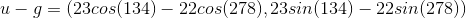 u-g=(23cos(134)-22cos(278),23sin(134)-22sin(278))