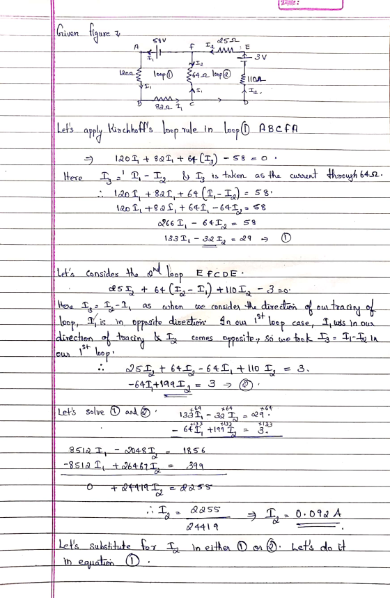 Given figure $ev A f I a 252 MM ; E Ito E 3V I 2 laar loop 0 {64 2 loop TOR II I I a. ܥܹܟܥܟܝܩ 822 I loop 0 A B CFA 58 (Lets