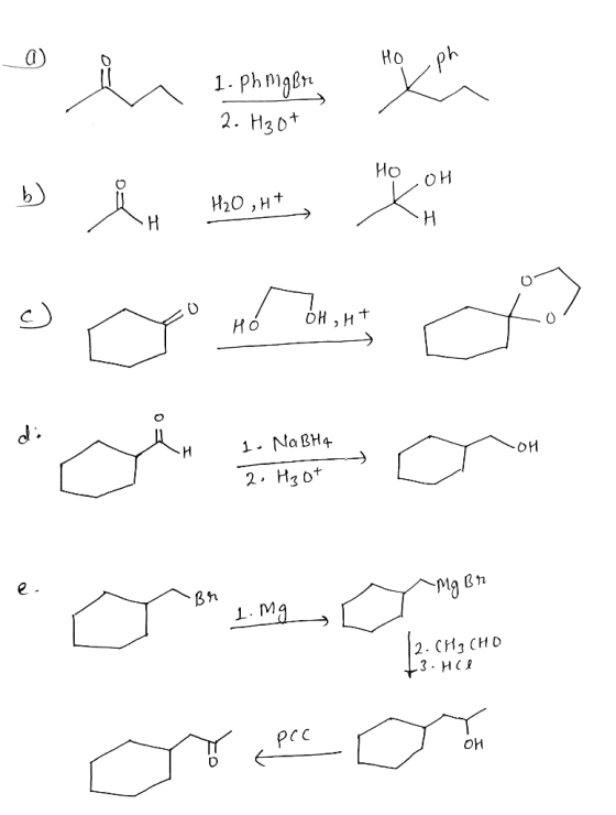 Но Ph 1- Phmgbr 2. Нgot Но Он Hао ,н+ Н Н и иия бн ,иt но 1. NaBH4 -он 2. H3o е. -Mя Bn |2. СНз СHО 3. НСя prС он