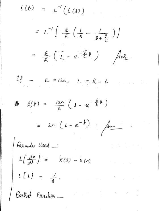 į (W) Ľ(108)) L eller ( 12 8+ ķ • & (i- ett) Aus 1 If E = 120, L = R = 6 ... é (A) 120 (L-ė A) 6 20 (L-e-t) An formular Used