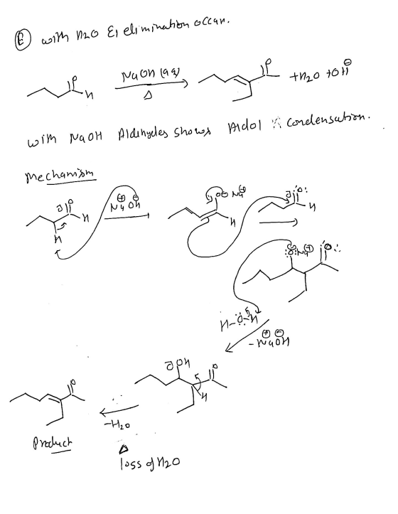 Ei elimination occan. with n2o t, Moon ey, t hо от Hidol & Condensation. with NaOH Aldenyeles shows Mechanism / Nyoh и-да, V