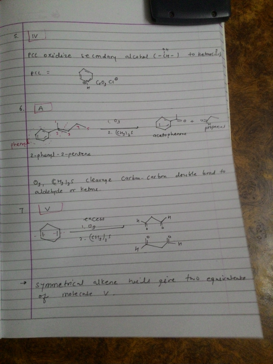 V IPCC oxidize secondary alcohol (-CH-) to ketone (2) pcc = ON Go, cio Go+ 1. Og propanal 3 2. (CH₂/25 -acetophenone 2-phenyl