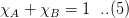 \chi_{A}+\chi_{B}=1\;\;..(5)