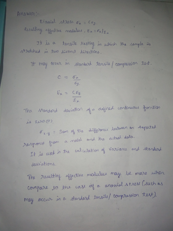 Answor Resulting -uddive modulus . E,%) It is a tonyde tutiny in Ahiuh 3ha sample rethed n tuo distinut diactions may eccur i