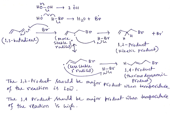 HO-OH — 2 OH Hop, Bp - H₂O + Bis - Nu Bryn By (1,3-butadiene) H- -BY H more. Stable ? radical) it By + Br 1,2-Product (Kineti