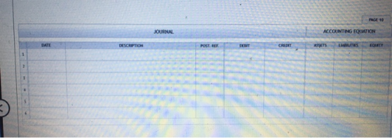 PAGE 10 JOURNAL ACCOUNTING EQUATION DESCRIPTION CREDIT A SSETS LIABILITIES FOUNTY