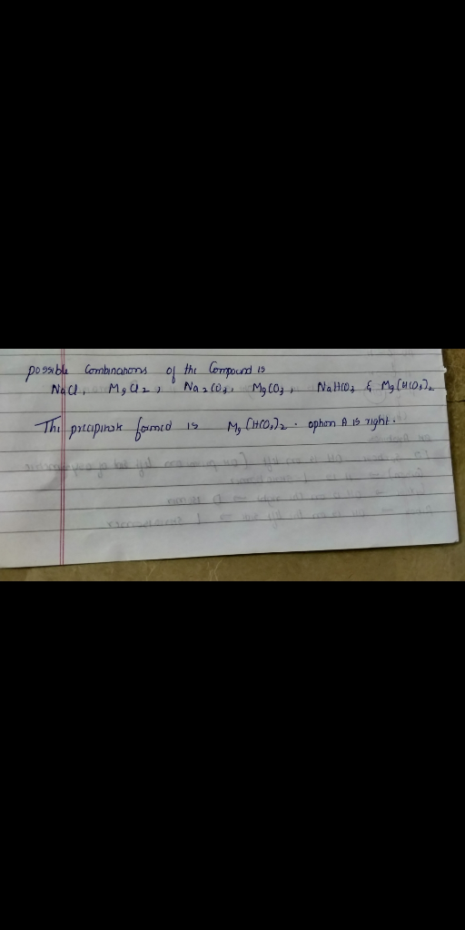 possible Nach combinanons Mg C2 of the Compound 19 No 2 (O; Mg CO₂ Naloa & Mg Cucos The potapinak famid is M, CHO.) 2 - ophon