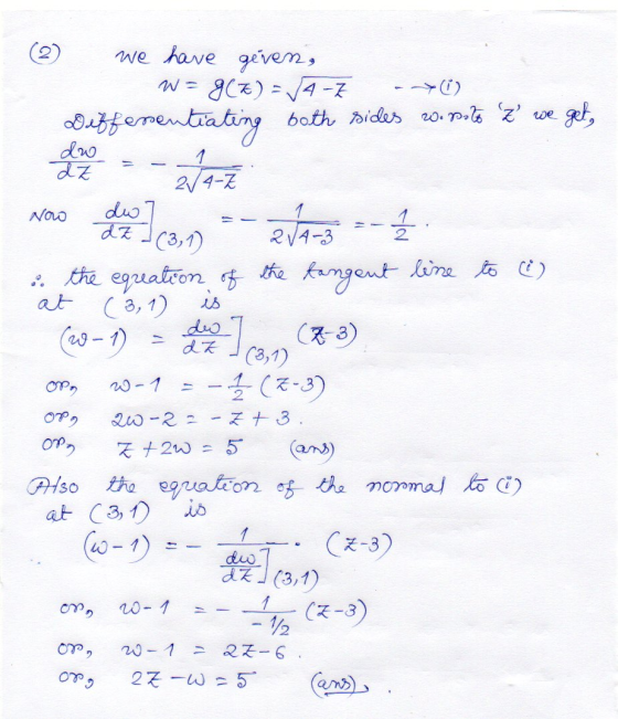 we have geven, W = g(t) = √A-Z -> ☺ Differentiating both sides woroto z we z get, do IZ 2/4-Z Noo do 7 dz (3,1) 2/A-3 & the e