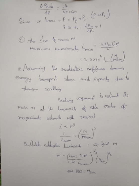 a Prad - Lk de LITICGH Since we know =P = PatP. (P. cap, ) man - pr pr. dPr = 1 © The star of mass m - Maximum huminosity man
