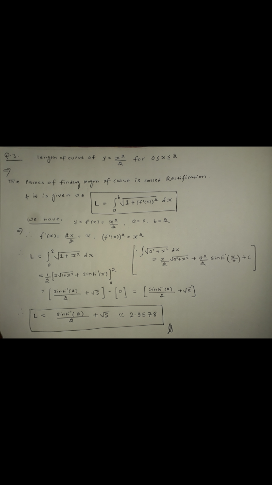 3 length of curve of y=x x 2 for osasa ТБ е Process of finding length of curve is called Rectification. f it is given 1+ (f4